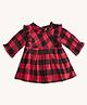 Pantaloons Baby Cotton Half Sleeves Frill Detailed Checked Top - Red