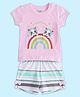 Pantaloons Baby Cotton Half Sleeves Friends Forever Text Printed Tee With Shorts Set - Pink