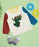 Pantaloons Baby Full Sleeves Color Blocked & Dinosaur Printed Sweatshirt - Multi Colour