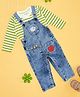 Pantaloons Baby  Sheep Patch Embroidered Dungaree With Full Sleeves Striped Tee - Blue