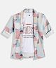 Charchit Cotton Blend Honesty Text Printed Tee & Full Sleeves Jacket Set - Peach