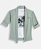 Charchit Cotton Blend Beach Theme Printed Tee With Full Sleeves Jacket Set - Light Green