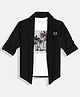 Charchit Cotton Blend Beach Theme Printed Tee With Full Sleeves Jacket Set - Black