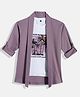 Charchit Cotton Blend Beach Theme Printed Tee With Full Sleeves Jacket Set - Magenta