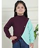 Mini & Ming Fleece Full Sleeves Colour Blocked Sweatshirt - Burgundy