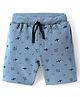 Evimo Single Jersey Knit Knee Length Shorts with Airplane - Blue