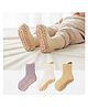 Bembika Cotton Pack Of 3 Self Designed & Striped Socks - Multi Colour