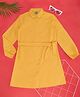 YU by Pantaloons Poplin Full Puffed Sleeves Solid Shirt Dress With Belt - Yellow