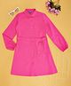 YU by Pantaloons Poplin Full Puffed Sleeves Solid Shirt Dress With Belt - Pink