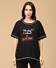 The Mom Store Cotton Half Sleeves The Sleep I Ordered Is Out Of Stock Text Printed Oversized Maternity Tee - Black
