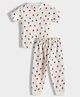 Orange Sugar 100% Cotton Knit Half Sleeves Beetroot Printed Coordinating Tee & Pajama Set - Off White