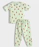 Orange Sugar 100% Cotton Knit Half Sleeves Oranges Printed Coordinating Tee & Pajama Set - Green