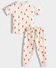 Orange Sugar 100% Cotton Knit Half Sleeves Orange Printed Coordinating Tee & Pajama Set - Off White