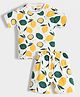 Orange Sugar 100% Cotton Knit Half Sleeves Lemon Printed Tee & Coordinating Shorts Set - White