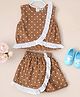 Bella Moda Cotton Sleeveless Hearts Printed Top With Coordinating Shorts Set - Brown