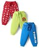 Doodle Poodle Single Jersey Knit Full Length Lounge Pants With Football Print Pack Of 3 - Blue Light Green & Red