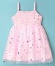 Kookie Kids Net Woven Sleeveless Party Dress With Star Foil Print - Light Pink