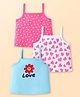 Doodle Poodle 100% Cotton Single Jersey Knit Singlet Sleeves Slips with Hearts & Text Print Pack of 3 - Pink Turquoise & White