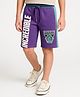 Pine Kids Marvel Terry Knit Knee Length Cut And Sew  Shorts With Avengers Hulk Graphics And Badge Detailing - Purple