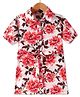 CrayonFlakes Rayon Half Sleeves Floral Printed Shirt Style Belted Dress - Off White
