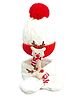 Little Surprise Box Woollen Blend Reindeer Applique Detailed Self Designed Beanie Cap & Muffler Set - Multi Colour-  Diameter 32cms