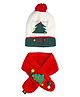 Little Surprise Box Woollen Blend Tree Designed & Applique Detailed Beanie Cap & Muffler Set - Multi Colour-  Diameter 32cms