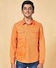 Coolsters by Pantaloons Cotton Full Sleeves Freestyle Text Printed Shacket - Orange