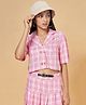 Coolsters by Pantaloons Cotton Half Sleeves Checked Shirt Style Top - Pink