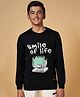 Coolsters by Pantaloons Full Sleeves Smile Of Life Text Designed Sweater - Black
