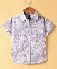 Little Kangaroos Cotton Woven Half Sleeves Shirt With Leaves Print - Purple
