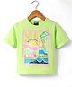 Little Kangaroos Cotton Knit Half Sleeves Top With Good Times Text Print - Limegreen