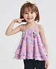 Little Kangaroos Cotton Knit Sleeveless Printed Party Top - Pink