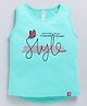 giniekids Cotton Blend Sleeveless Style Text Printed Vest - Aqua Blue