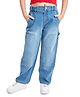 Olele Cotton Denim Carpenter Style Multi Pockets Mild Washed Jeans - Blue