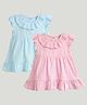 Kidbea 100% Linen Pack Of 2 Sleeveless Frill Detailed Dresses - Blue & Pink