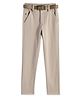 CAVIO Lycra Blend Solid Trousers With Belt - Cream