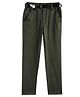 CAVIO Lycra Solid Trousers With Belt - Olive Green