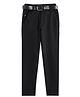 CAVIO Lycra Blend Solid Trousers With Belt Set - Black