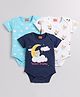 Snuggly MONKEY Single Jersey Pack Of 3 Teddy Bear & Clouds Printed Onesies - Multi Colour