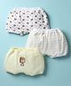 Bodycare Cotton Knit Trunks With Stripes & Animal Print Pack Of 3 - White & Yellow