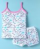Bodycare Cotton Knit Sleeveless Top and Shorts Set with Unicorn Print - White & Pink