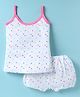 Bodycare Cotton Knit Sleeveless Top and Shorts Set with Heart Print - White & Pink
