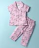 Smarty Girls 100% Cotton Half Sleeves Co-Ord Night Suit With Bunny & Text Print - Pink