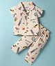 Smarty Girls 100% Cotton Half Sleeves Co-Ord Night Suit With New York City Theme Print - Baby Peach
