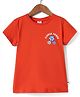 Smarty Girls Cotton Knit Half Sleeves Top with  Rainbow & Flower Power Text Print - Red