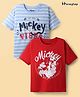 HoneyHap Disney Single Jersey Knit Half Sleeves Oversize Drop Shoulder T-Shirt with Mickey Mouse and Family Graphics Pack of 2 - Red & Light Blue