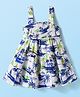 Babyhug Rayon Woven Sleeveless Beach Theme Printed Frock with Smocking - White