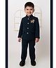 LITTLE COLLARS Terry Full SLeeves Lion Embroidered 3 Piece Party Suit Set - Navy Blue