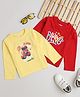BUMZEE Cotton Knit Full Sleeves T-Shirts with Bike Theme Print & Text Pack Of 2 - Red & Yellow