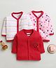 BUMZEE Cotton Knit Full Sleeves Stripes & Hearts Printed Jhablas Pack Of 3 - Red & White